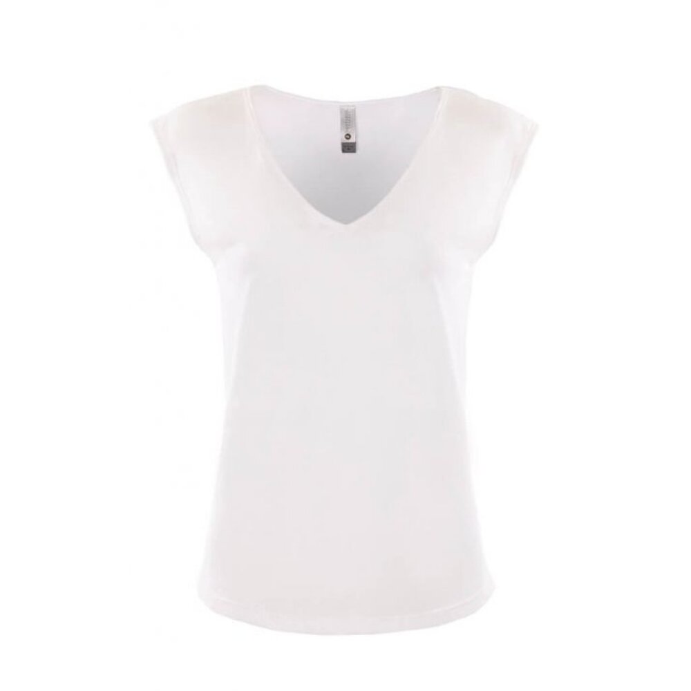 Set of 4 NEW Next Level WHITE V-Neck Sleeveless Tee/Tank Top (L)